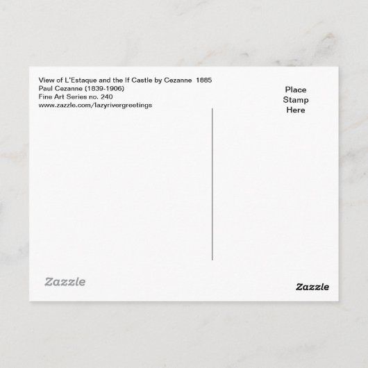 Uitzicht van L'Estaque en het If Castle van Cezann Briefkaart (Achterkant)