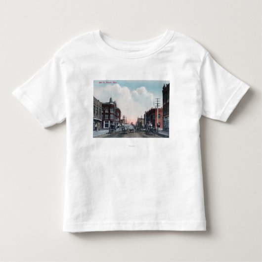 Uitzicht van Main Street and Horse Carriages Kinder Shirts (Voorkant)