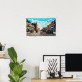 Uitzicht van Main Street met model-T Ford Cars Poster (Thuiskantoor)