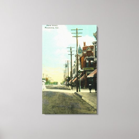 Uitzicht van Main Street Monrovia, CA Canvas Afdruk (Voorkant)