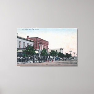 Uitzicht van Main StreetScott City, KS Canvas Afdruk