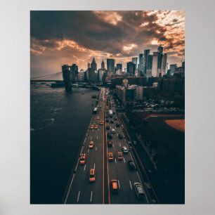 Uitzicht van Manhattan City Aerial Poster
