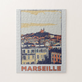 Uitzicht van Marseille illustratie Frankrijk Legpuzzel