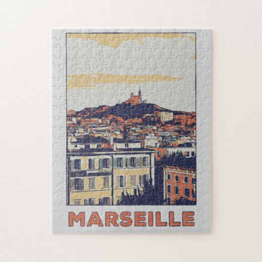Uitzicht van Marseille illustratie Frankrijk Legpuzzel (Verticaal)