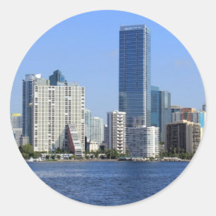 Uitzicht van Miami Skyline Ronde Sticker