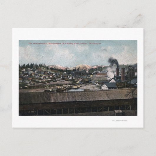 Uitzicht van mijnschacht en -stad vanuit de lucht briefkaart (Voorkant)