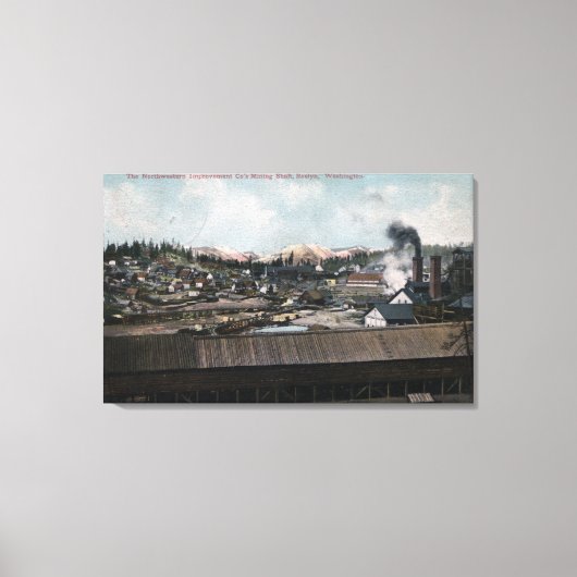 Uitzicht van mijnschacht en -stad vanuit de lucht canvas afdruk (Voorkant)