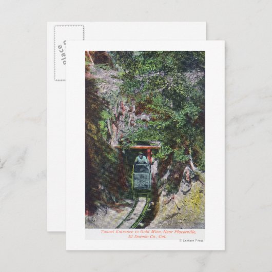 Uitzicht van Miner Exiting Tunnel Entrance to Gold Briefkaart (Voorkant / Achterkant)