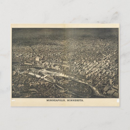 Uitzicht van Minneapolis, Minnesota (1885) Briefkaart (Voorkant)