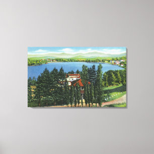 Uitzicht van Mirror Lake en Mirror Lake Inn Canvas Afdruk
