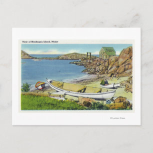 Uitzicht van Monhegan Island, Beach Scene Briefkaart