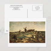 Uitzicht van Montmartre & Windmills Van Gogh FIne  Briefkaart (Voorkant / Achterkant)