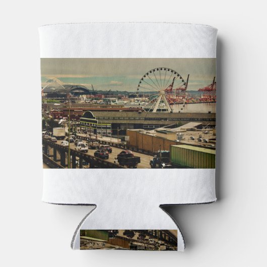 Uitzicht van Mount Rainier vanaf Pike Place Public Blikjeskoeler (Achterkant)