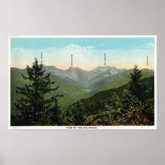 Uitzicht van Mt. Marcy, Saddleback, Sawtooth Poster (Voorkant)