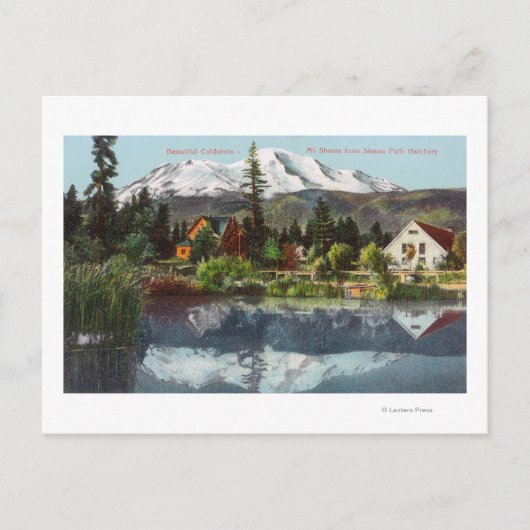 Uitzicht van Mt. Shasta van de Sisson Fish Hatcher Briefkaart (Voorkant)
