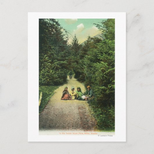 Uitzicht van Natives in het Indiase rivierpark Briefkaart (Voorkant)