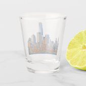 Uitzicht van New York City Skyline artistiek Shot Glas (Achterkant)