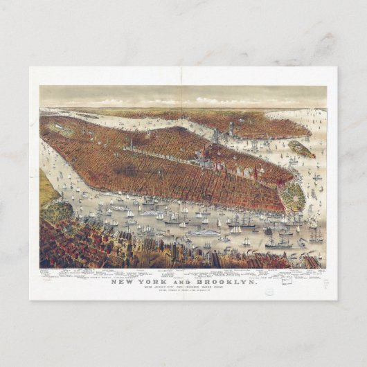 Uitzicht van New York en Brooklyn (1877) Briefkaart (Voorkant)