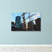 Uitzicht van NYC vanaf South Street Seaport Canvas Afdruk (Insitu (Houten vloer))