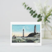 Uitzicht van Old and New LighthouseCape Henry, VA Briefkaart (Staand voorkant)