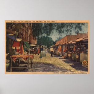 Uitzicht van Olvera St. (El Paso de Los Angeles) Poster