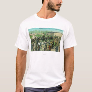Uitzicht van ontslagen soldaten die verslag uitbre t-shirt