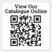 Uitzicht van onze catalogus online QR code ontwerp Vierkante Sticker (Voorkant)