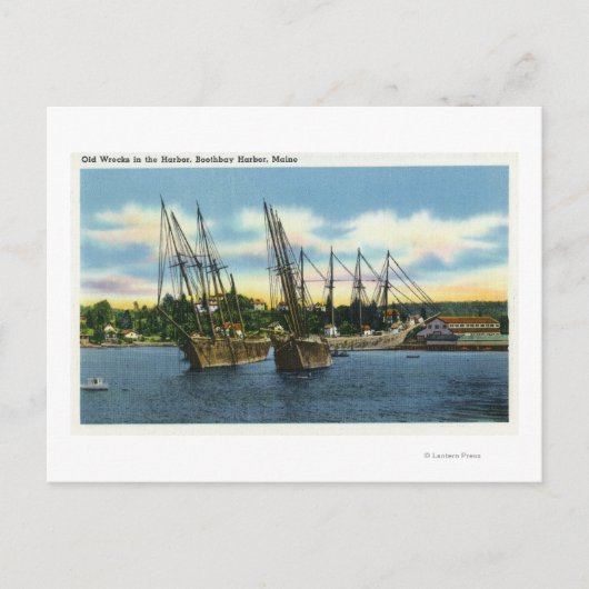 Uitzicht van oude scheepswrakken in de haven briefkaart (Voorkant)
