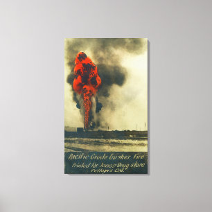 Uitzicht van Pacific Crude Gusher FireFellows, CA Canvas Afdruk