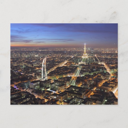 Uitzicht van Parijs bij het Briefkaart van Nacht (Voorkant)