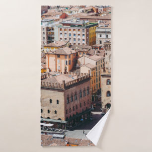 Uitzicht van Piazza Maggiore Square en San Petr Badhanddoek