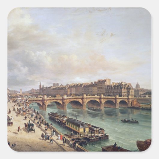 Uitzicht van Pont Neuf, 1832 Vierkante Sticker (Voorkant)