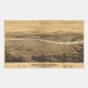 Uitzicht van Portland, Oregon (1879) Rechthoekige Sticker