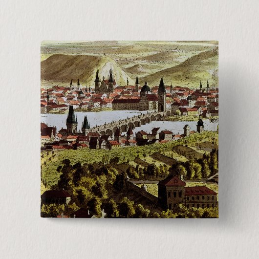 Uitzicht van Praag Vierkante Button 5,1 Cm (Voorkant)