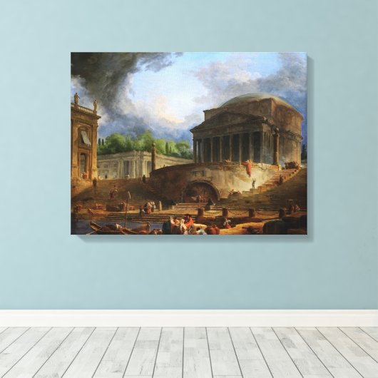 Uitzicht van Ripetta door Hubert Robert Canvas Afdruk (Insitu (Houten vloer))