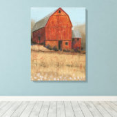 Uitzicht van rode Barn Canvas Afdruk (Insitu (Houten vloer))