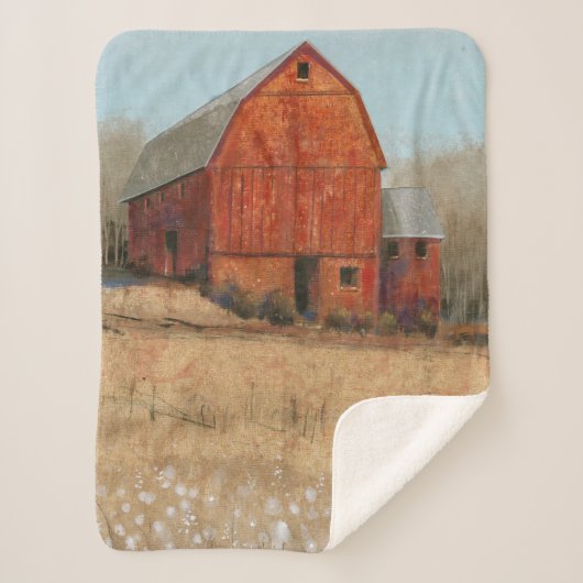 Uitzicht van rode Barn Sherpa Deken (Voorkant)