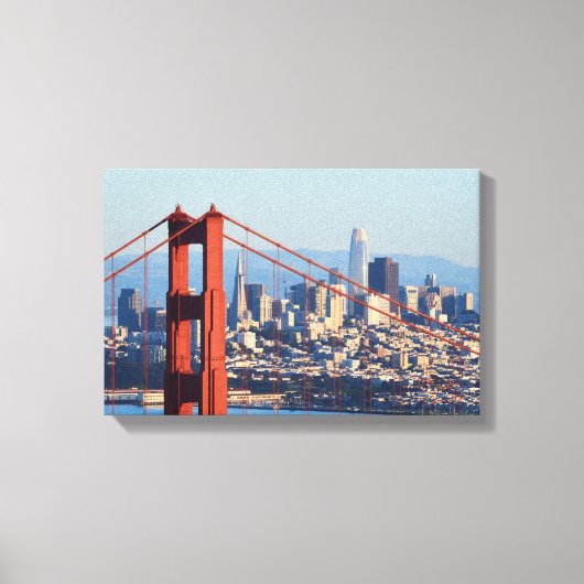 Uitzicht van San Francisco door Golden Gate Bridge Canvas Afdruk (Voorkant)