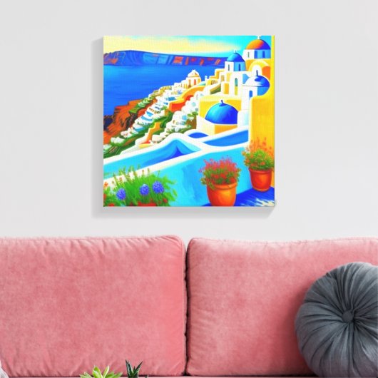 Uitzicht van Santorini Canvas Afdruk (Insitu (Woonkamer))