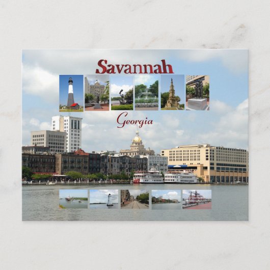 Uitzicht van Savannah Georgia Briefkaart (Voorkant)