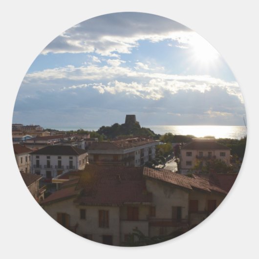 Uitzicht van Scalea Ronde Sticker (Voorkant)
