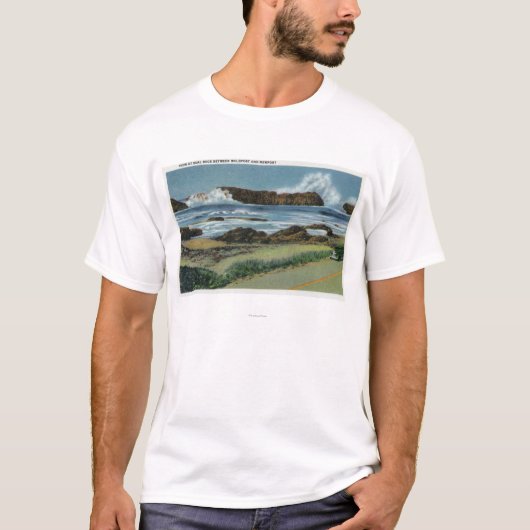 Uitzicht van Seal Rock tussen Waldport en T-shirt (Voorkant)