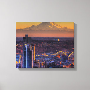 Uitzicht van Seattle in het centrum van het footba Canvas Afdruk