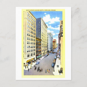 Uitzicht van Sixth Avenue in Portland, Oregon, Briefkaart