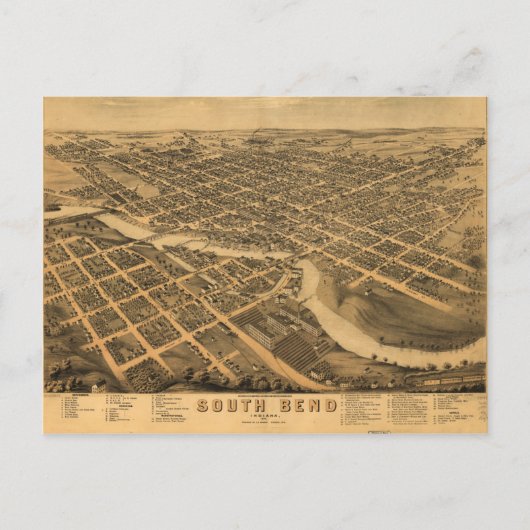 Uitzicht van South Bend, Indiana (1874) Briefkaart (Voorkant)