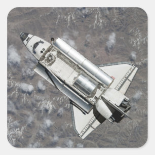 Uitzicht van Space Shuttle Discovery vanuit de luc Vierkante Sticker