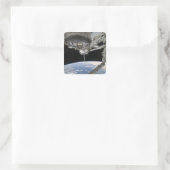 Uitzicht van Space Shuttle Discovery Vierkante Sticker (Tas)