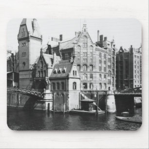 Uitzicht van Speicherstadt Hamburg, c.1910 Muismat