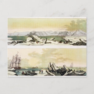 Uitzicht van Spitsbergen met "The Dorothea" (kleur Briefkaart