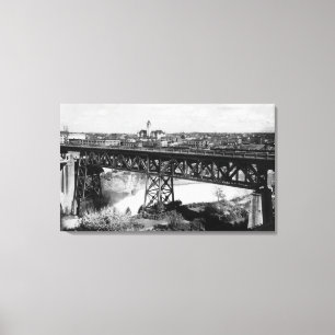 Uitzicht van Spokane-Herfsten en Brug Canvas Afdruk
